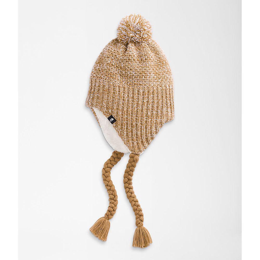 The North Face Purrl Stitch Earflap Γυναικεια Σκουφοσ - Καφε / Ασπρα (FNTQ82430)